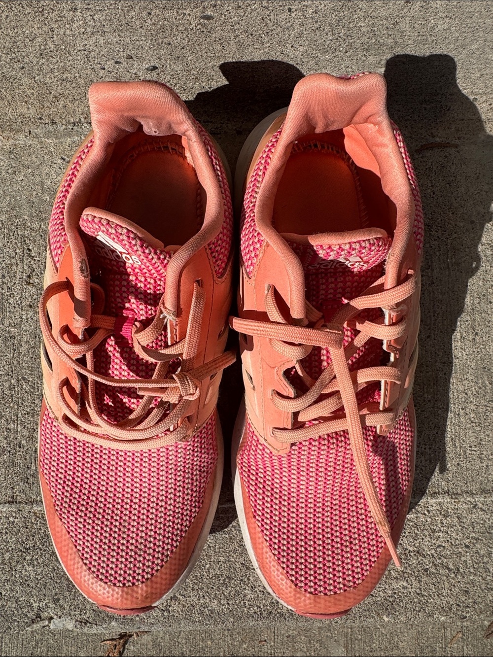 adidas Women's Coral and Pink Knit Athletic Sneakers Pre-loved
